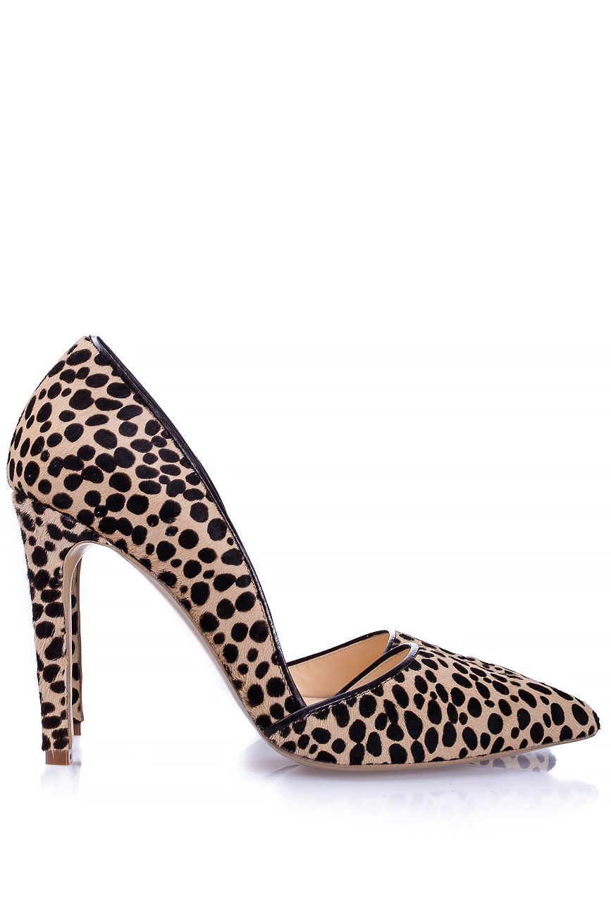 Pantofi stiletto leopard din blana de ponei cu print  Ana Kaloni imagine 0
