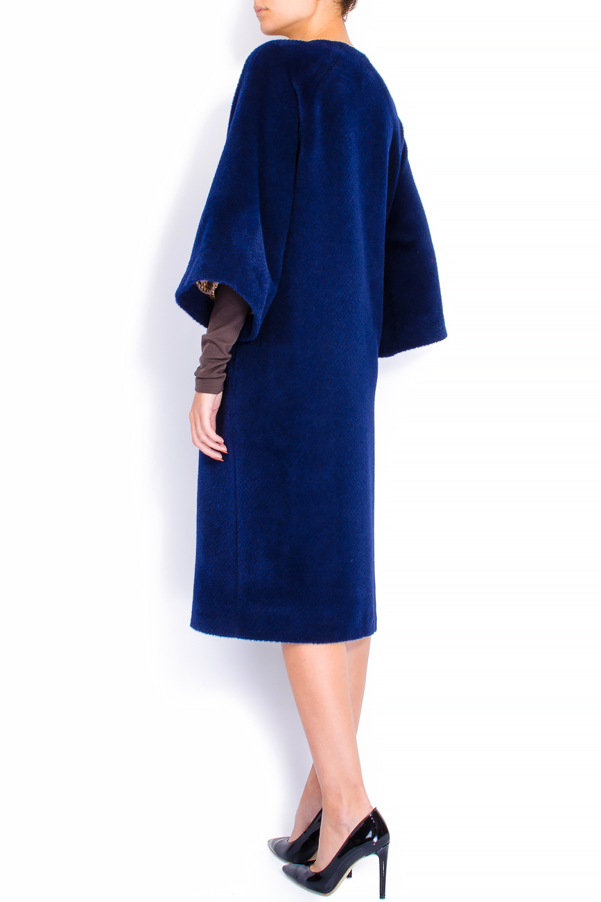 Manteau bleu royal en laine et soie à broderies Rozalia Bot image 2