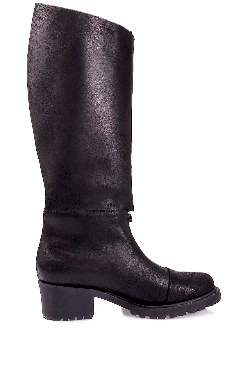 Distressed leather knee boots Mihaela Glavan  image 1