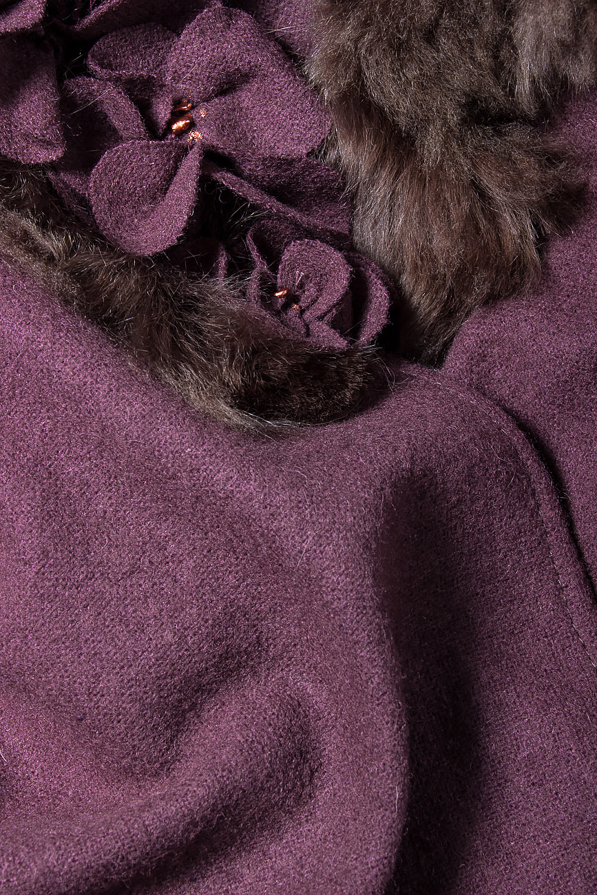 Capa din lana cu guler din blana B.A.D. Style by Adriana Barar imagine 3