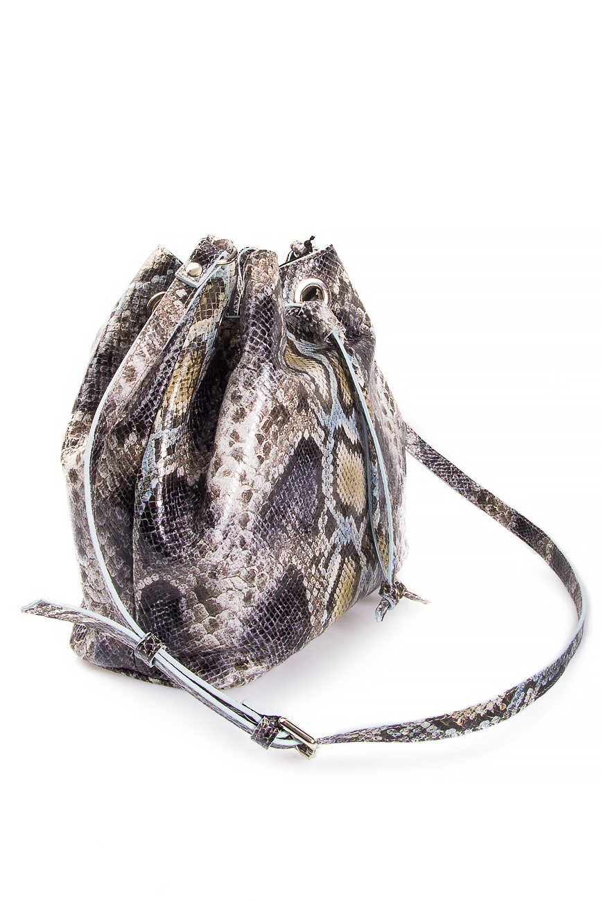 Snake-print leather bucket bag Sophie Handbags by Andra Paduraru image 1