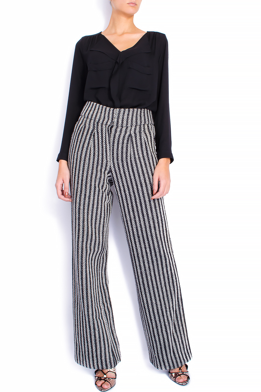 Striped wool-blend wide-leg pants Strike a Pose image 0