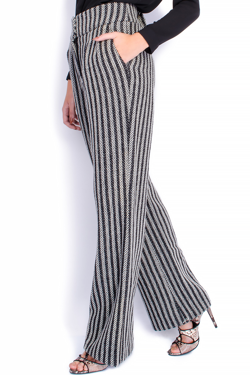 Striped wool-blend wide-leg pants Strike a Pose image 1