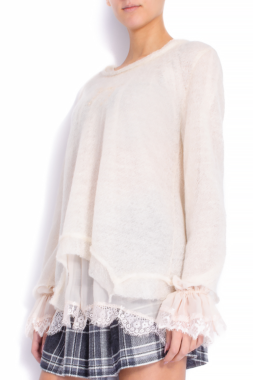 Lace-paneled knitted sweater Elena Perseil image 1