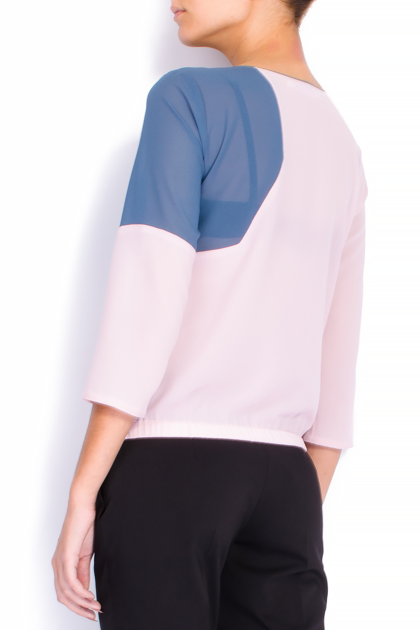 Bluza bicolora din voal cu funda Lena Criveanu imagine 2