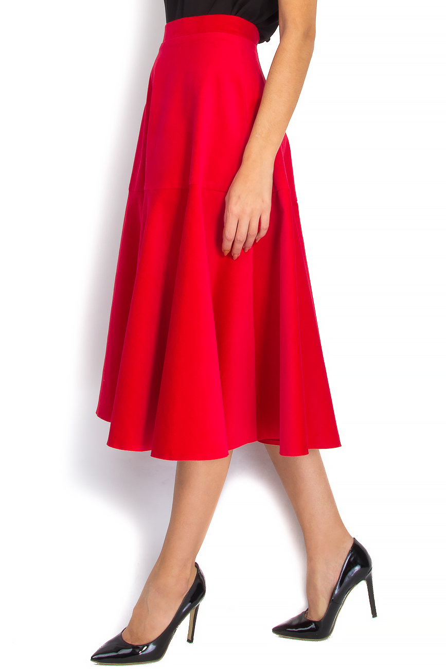 Red velvet midi skirt Laura Ciobanu image 1