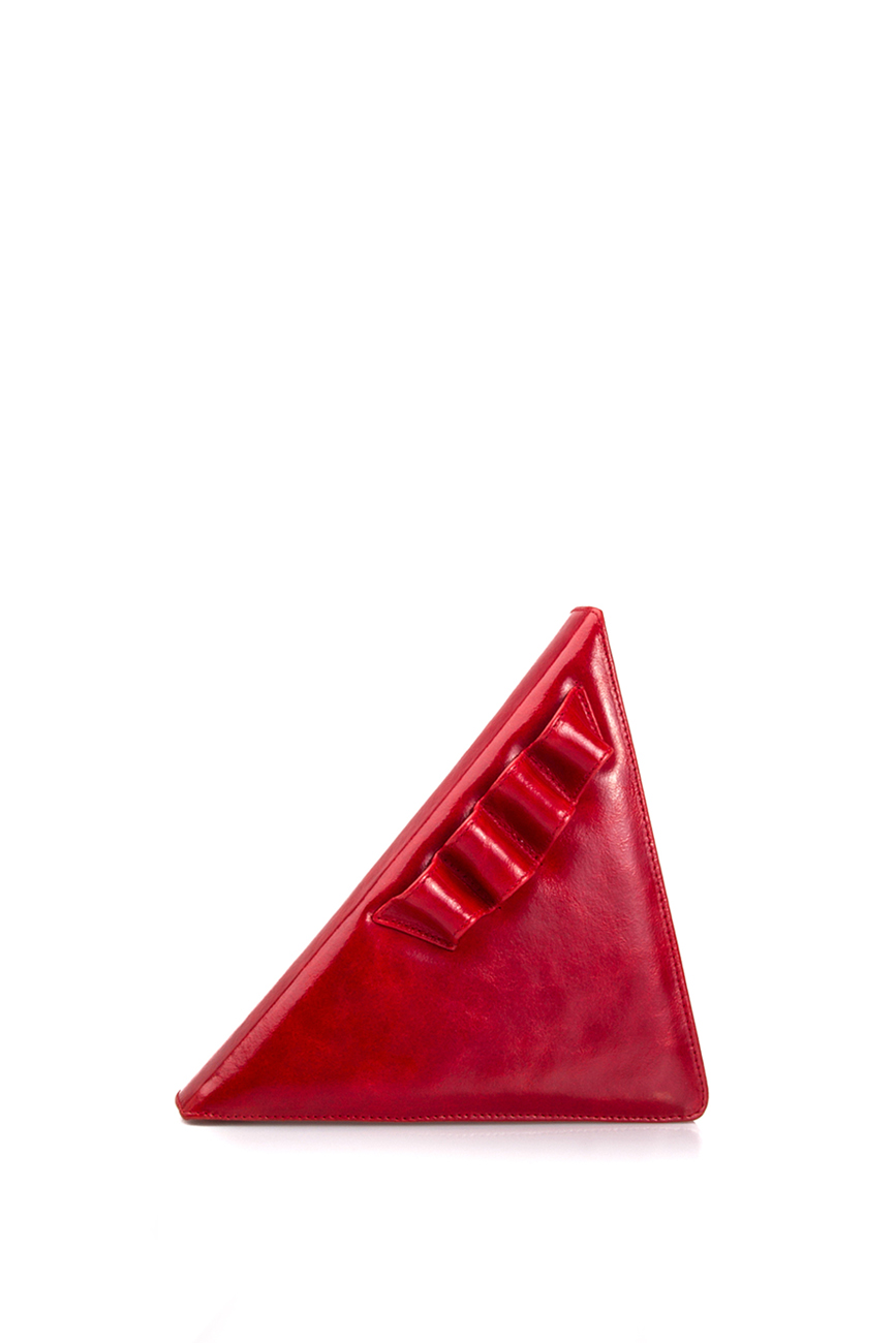 Red leather triangle clutch Laura Olaru image 0