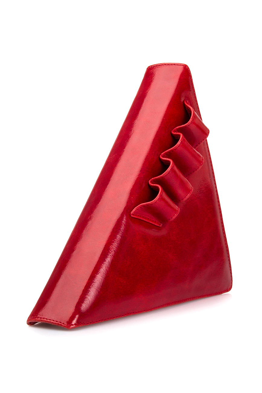 Red leather triangle clutch Laura Olaru image 2