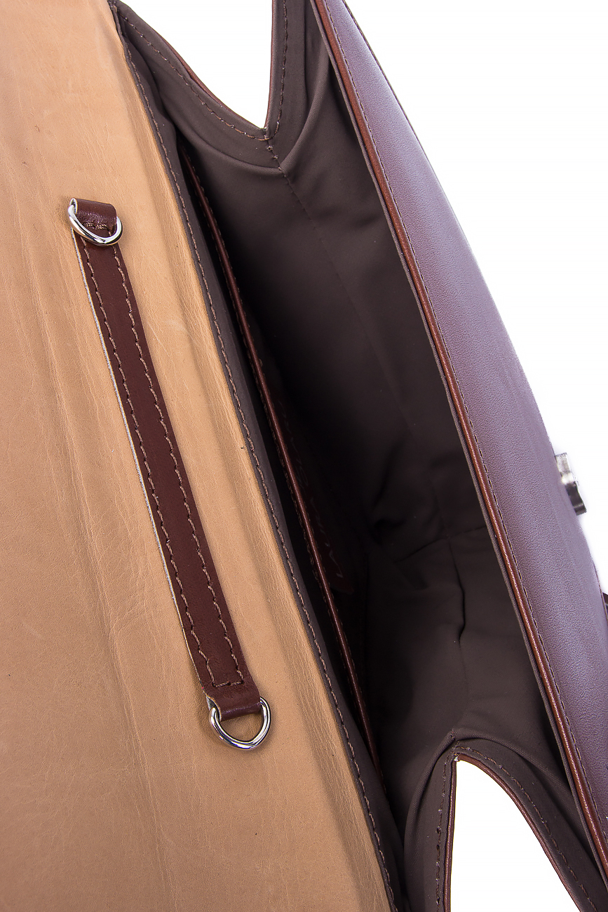 Brown triangle leather tassel clutch Laura Olaru image 4