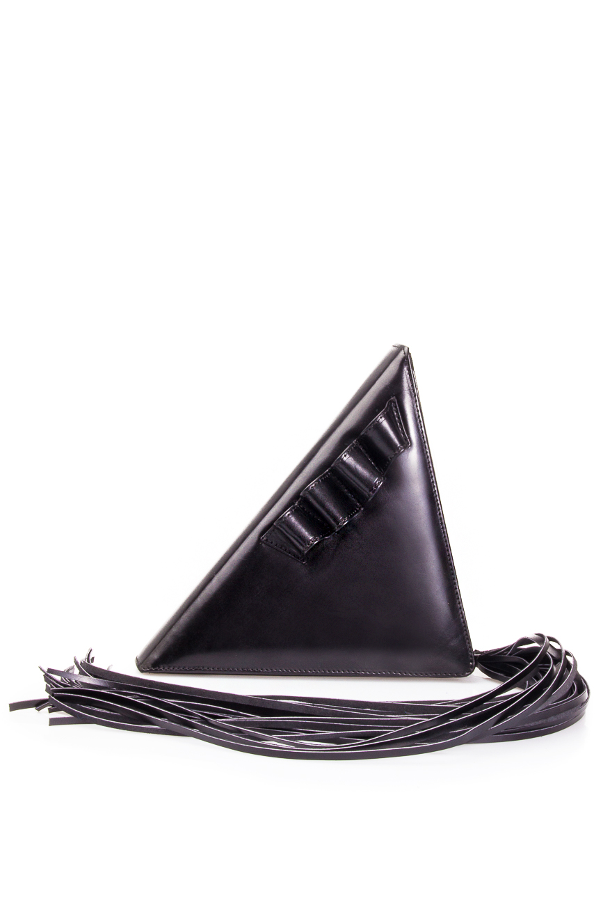 Black triangle tassel leather clutch Laura Olaru image 0
