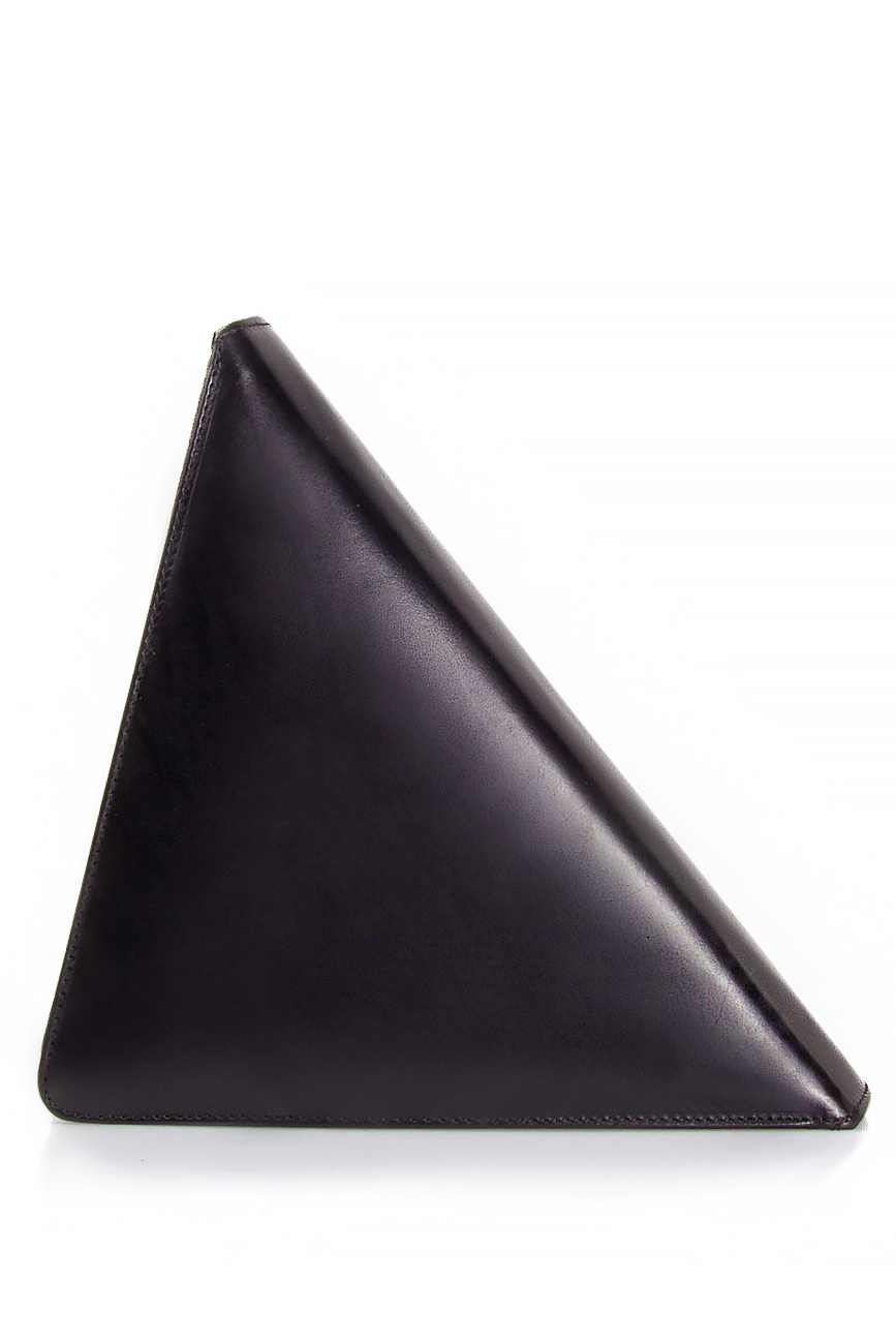 Black triangle tassel leather clutch Laura Olaru image 2