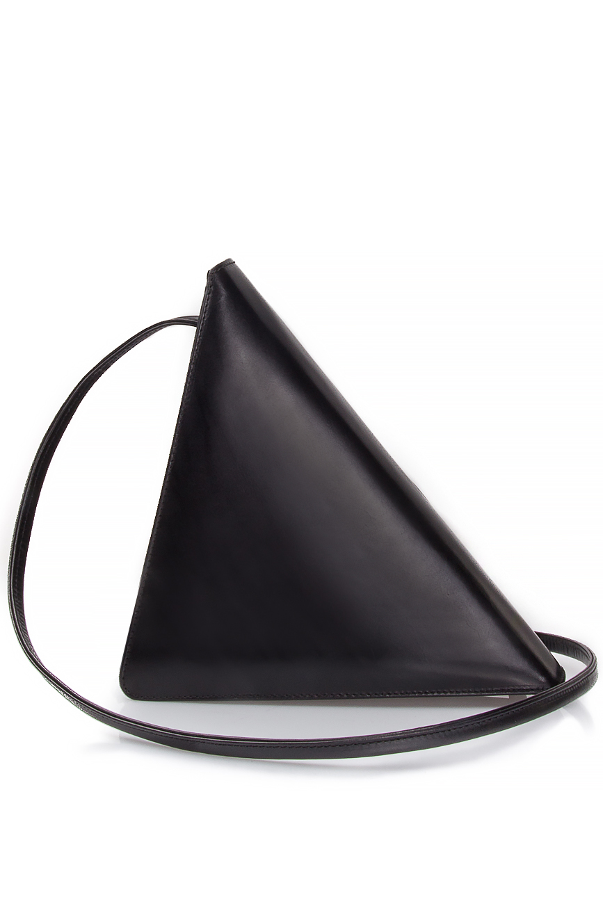 Black triangle tassel leather clutch Laura Olaru image 3