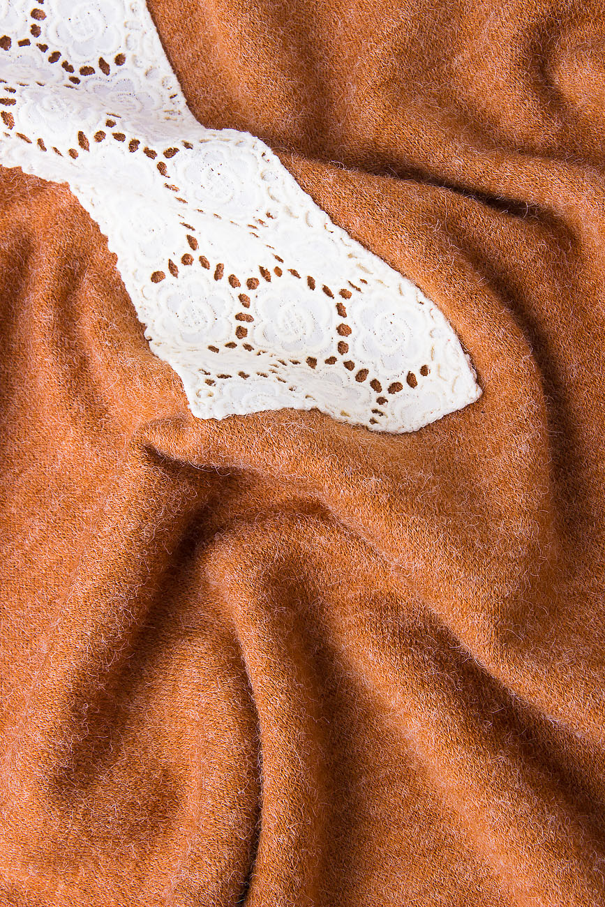 Rochie din jerse de lana cu aplicatie cusuta manual Izabela Mandoiu imagine 3