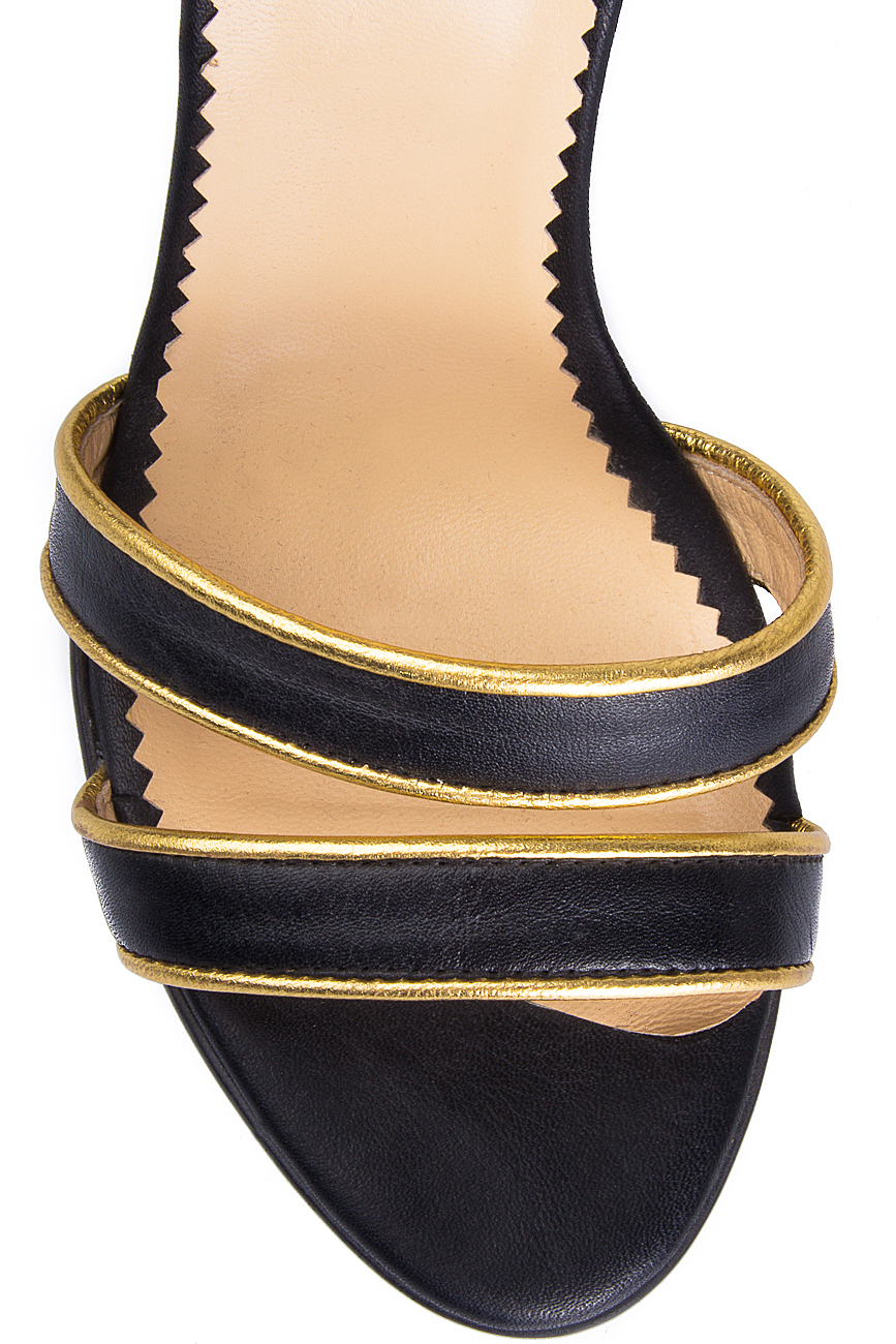 Sandale din piele naturala cu accente aurii PassepartouS imagine 3