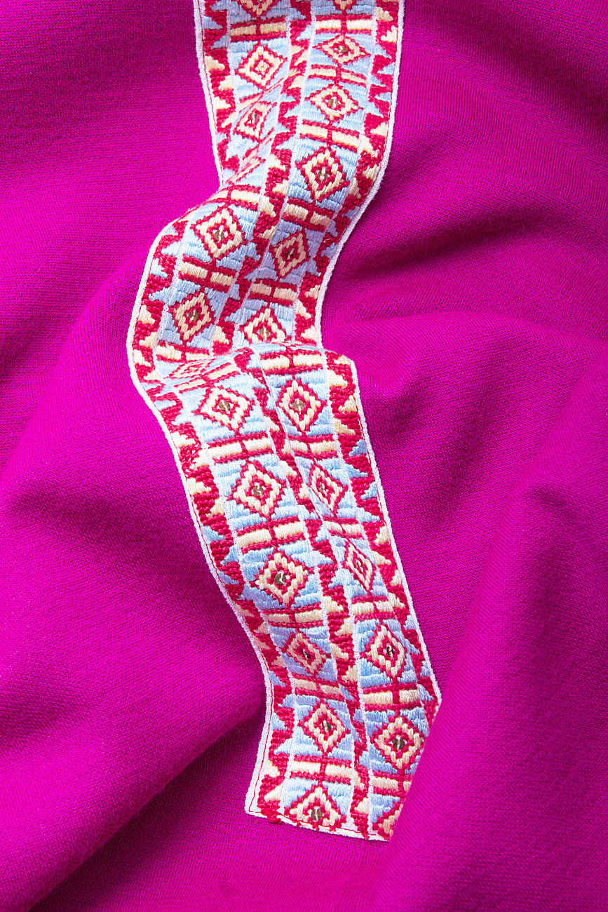 Stretch cotton-blend jersey  dress with handmade embroidery Izabela Mandoiu image 3
