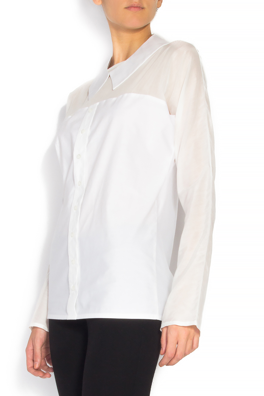 Stretch-cotton top with detachable collar Carmina Cimpoeru image 1