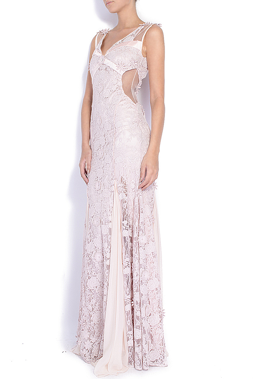 Silk and lace gown with transparent back Elena Perseil image 1