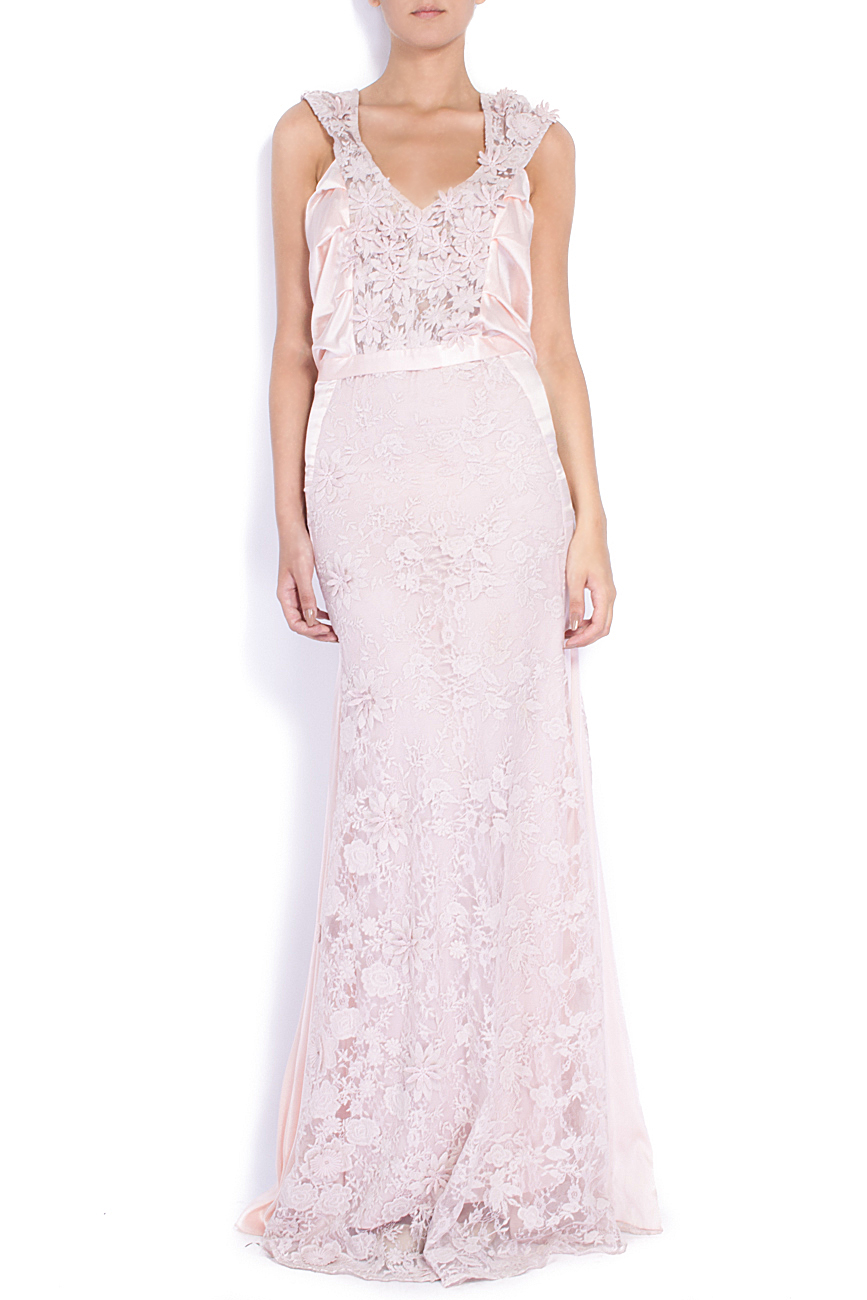 Embroidered lace and silk-blend gown Elena Perseil image 0
