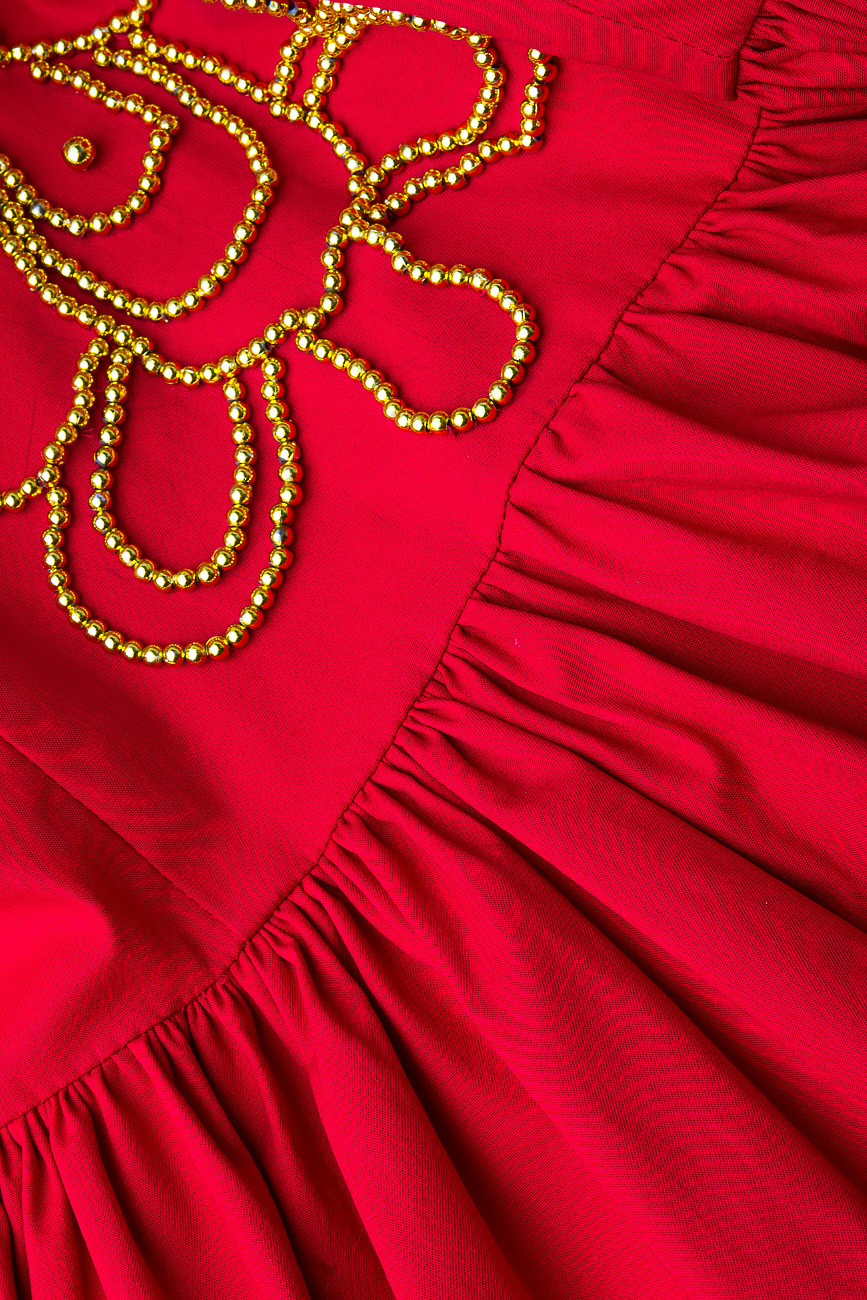 Rochie cu perle cusute manual din bumbac Arina Varga imagine 3