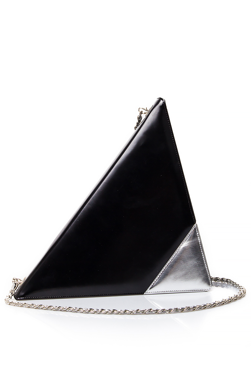 Black triangle leather clutch Laura Olaru image 0