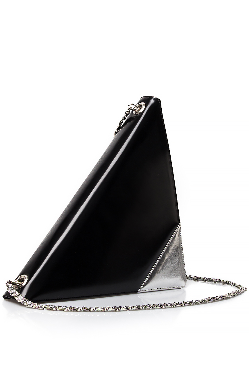 Black triangle leather clutch Laura Olaru image 1