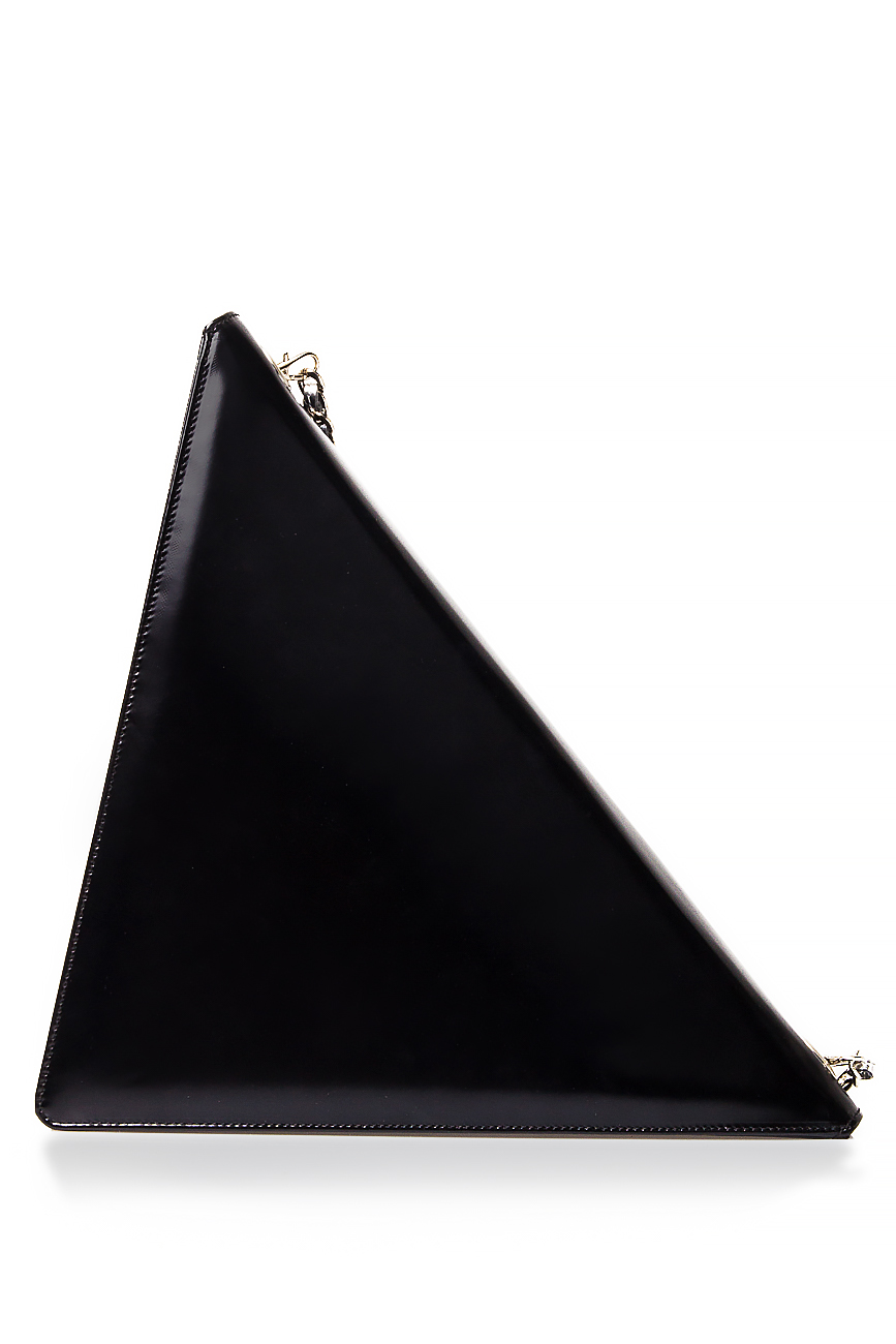 Black triangle leather clutch Laura Olaru image 2