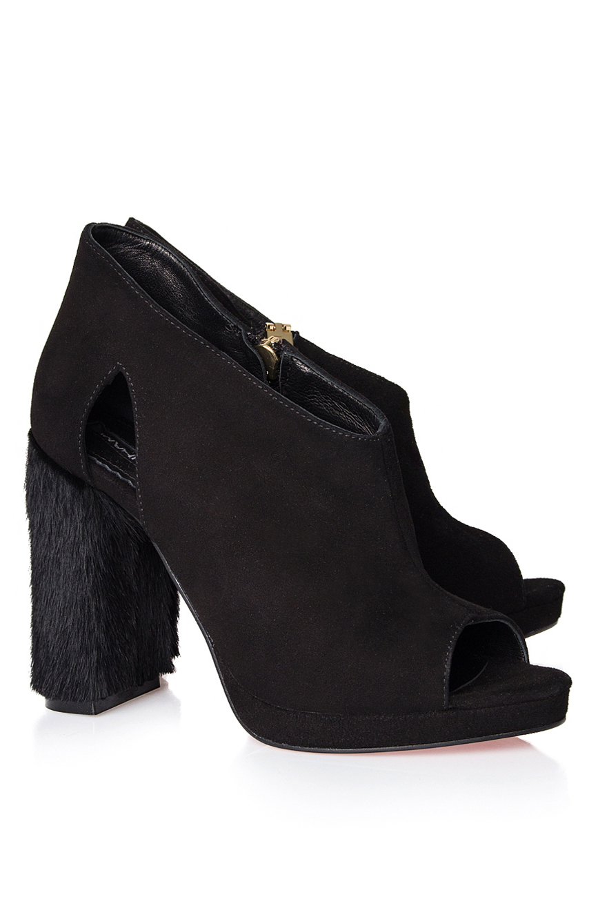 Open-toe suede and pony hair ankle boots Hannami image 1