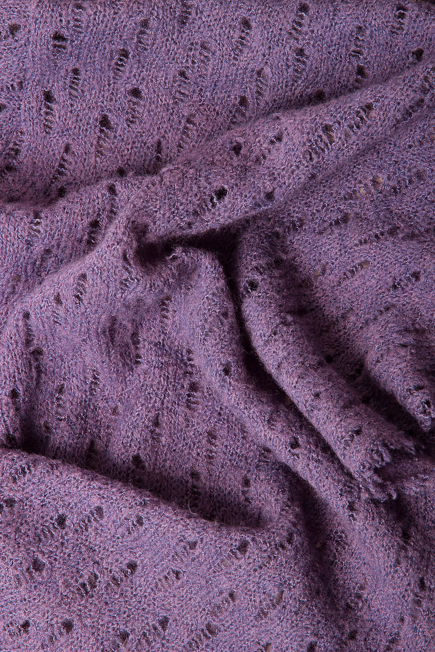 Cardigan perforat din lana cu franjuri Karmen Herscovici imagine 3