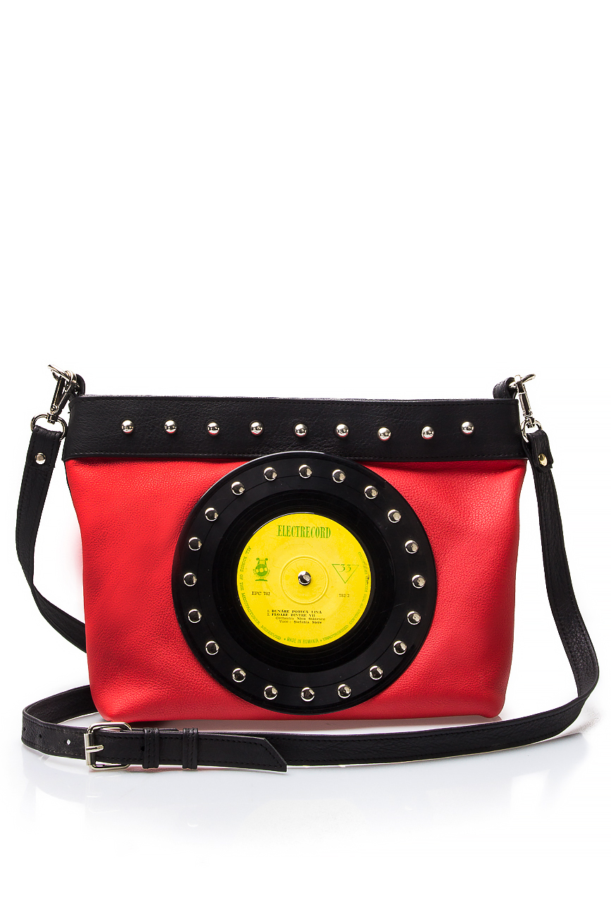 Leather bag adorned with vinyl record Anca Irina Lefter image 0