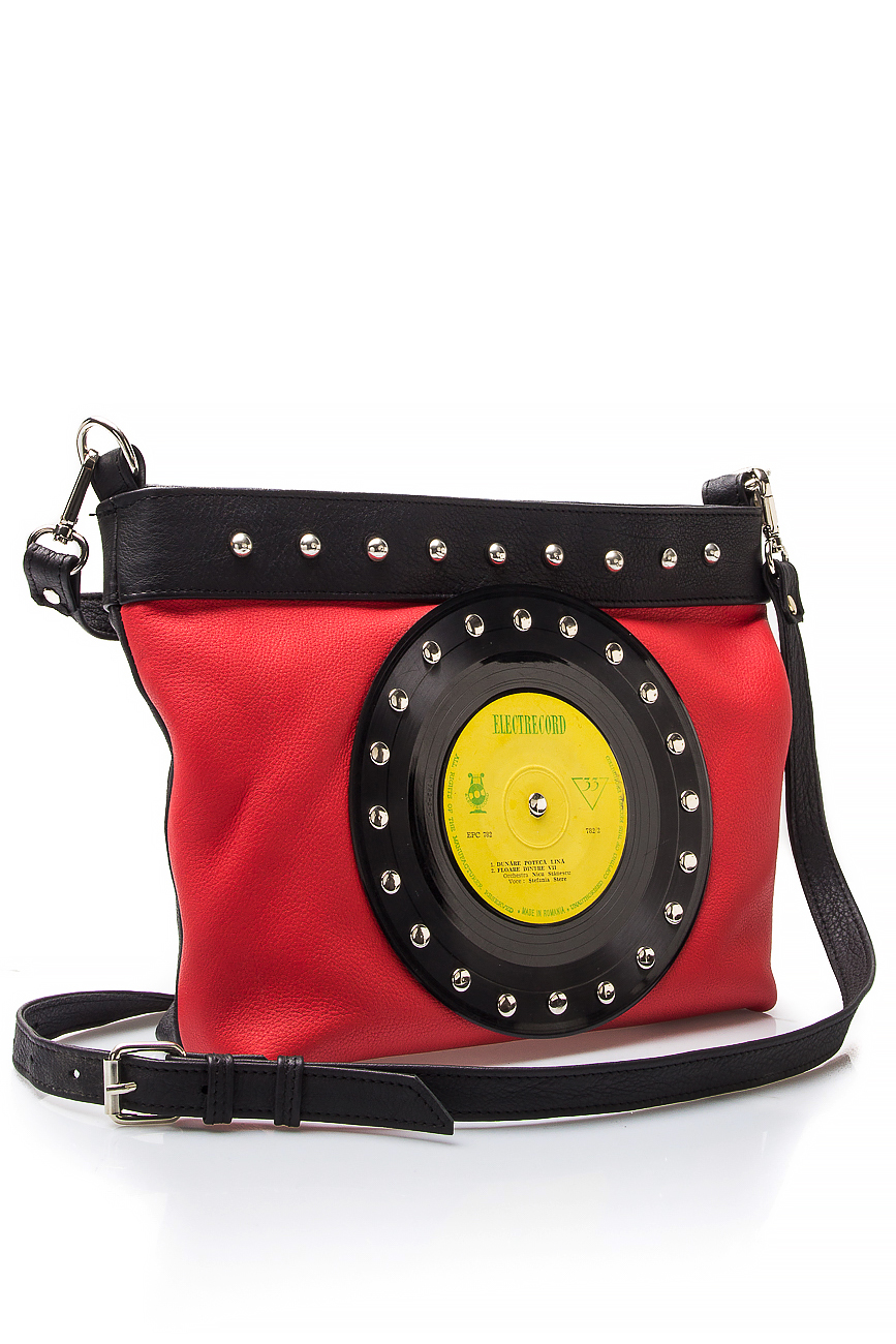 Leather bag adorned with vinyl record Anca Irina Lefter image 1