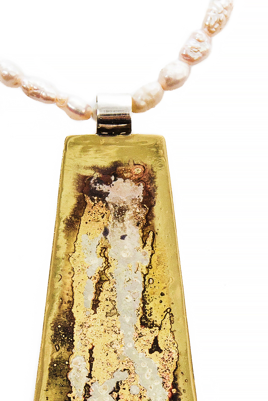 Collier médaillon en laiton, argent et perles Eneada image 2