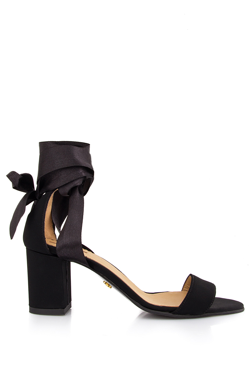 Tafetta and leather sandals with ribbon Hannami image 0