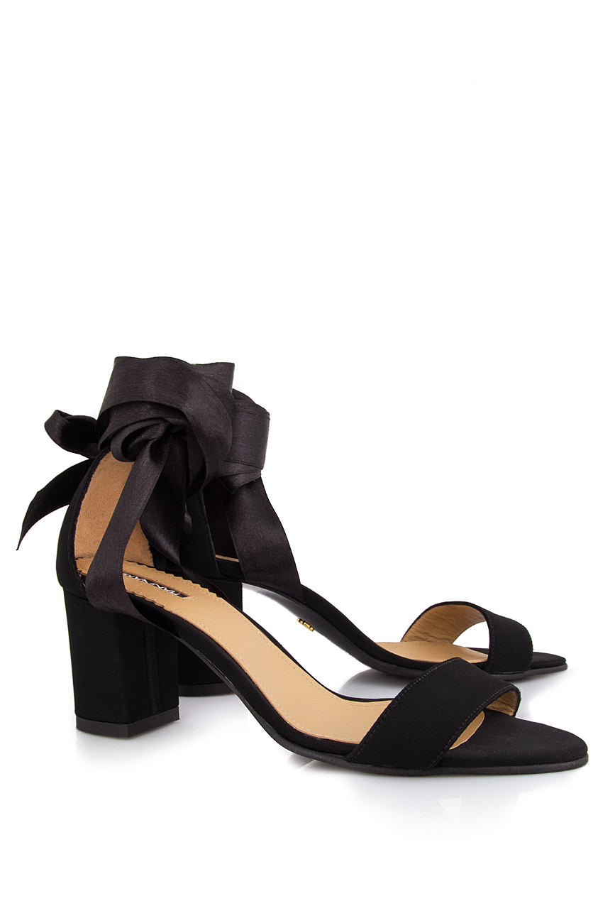 Tafetta and leather sandals with ribbon Hannami image 1