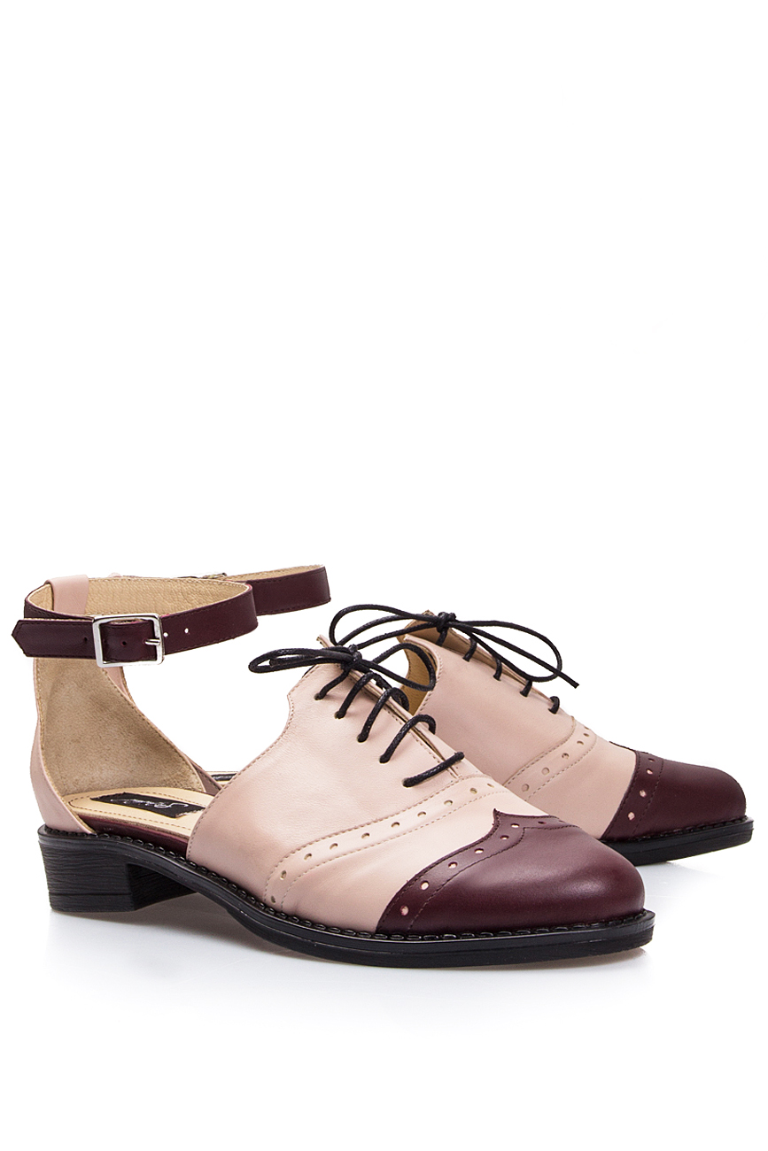 Pantofi oxford din piele decupati roz pal  PassepartouS imagine 1