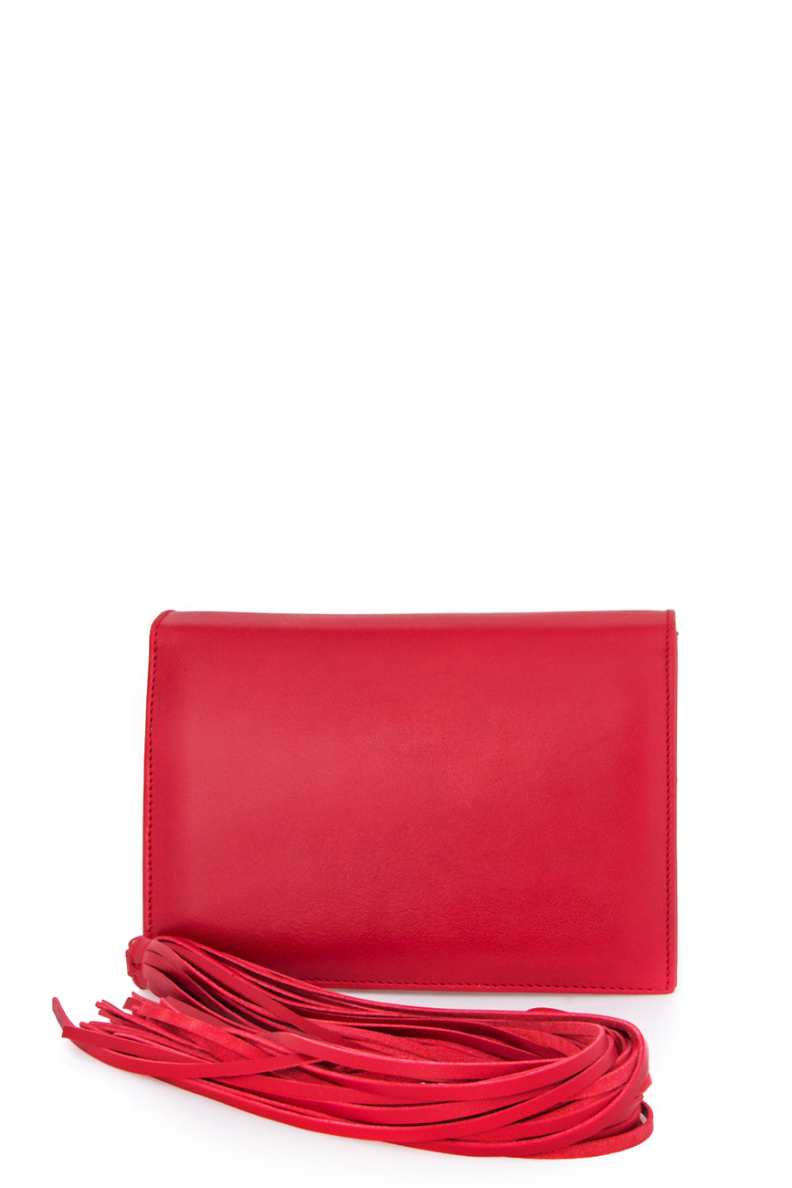 Fringed red leather clutch Laura Olaru image 0