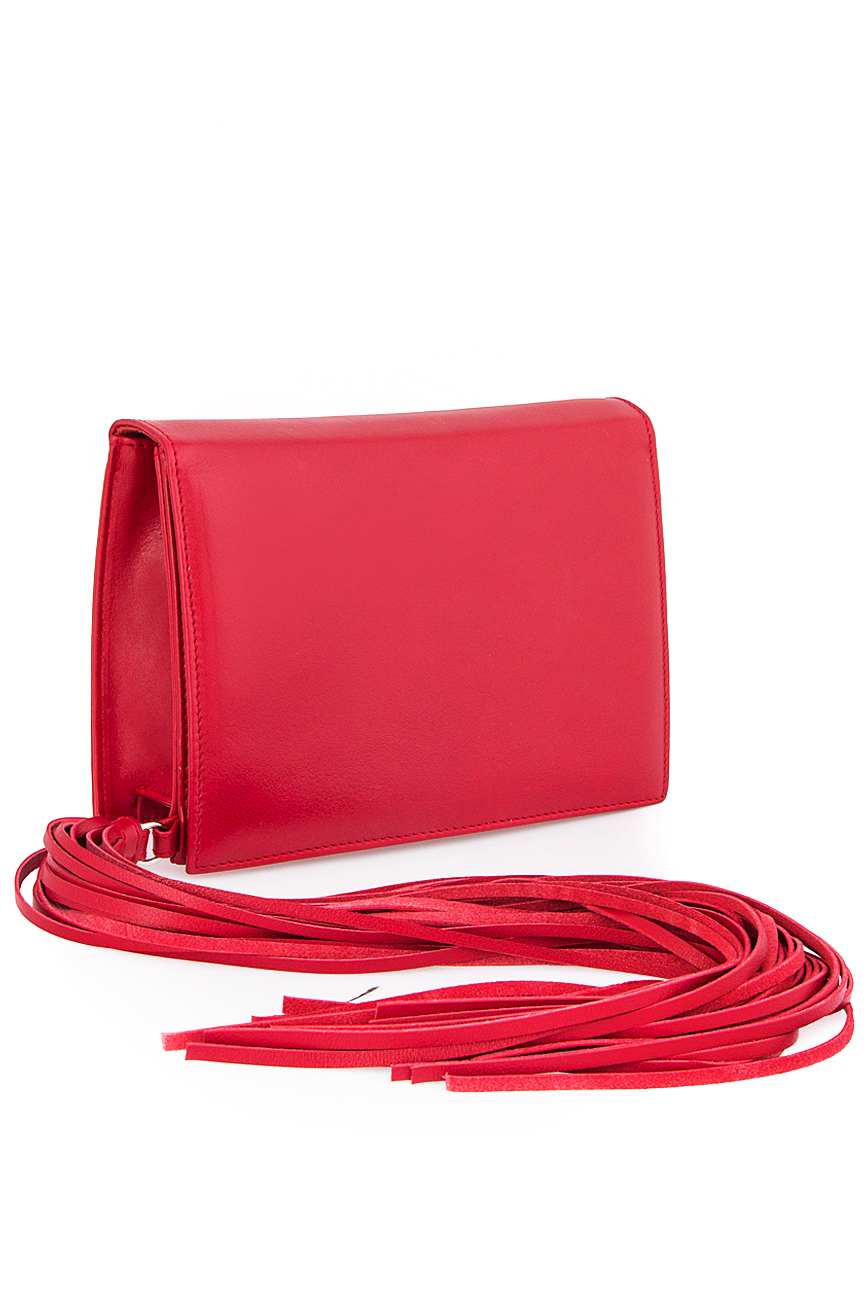 Fringed red leather clutch Laura Olaru image 1