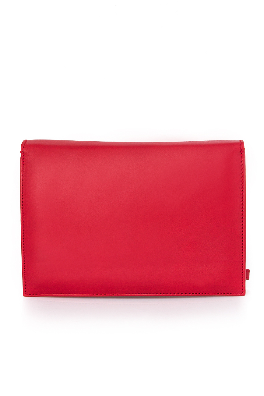 Fringed red leather clutch Laura Olaru image 3