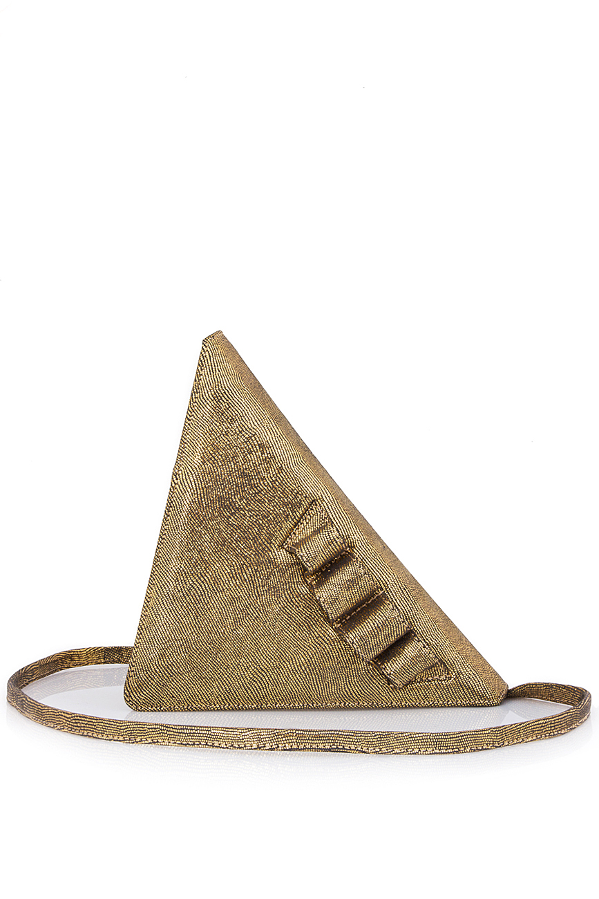 Pochette triangulaire en cuir doré texturé Laura Olaru image 0