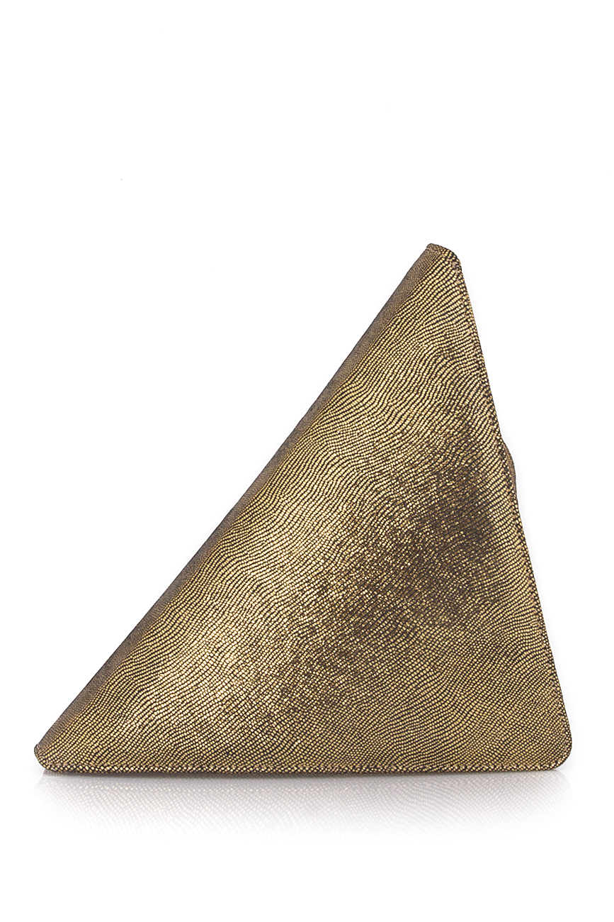 Pochette triangulaire en cuir doré texturé Laura Olaru image 2