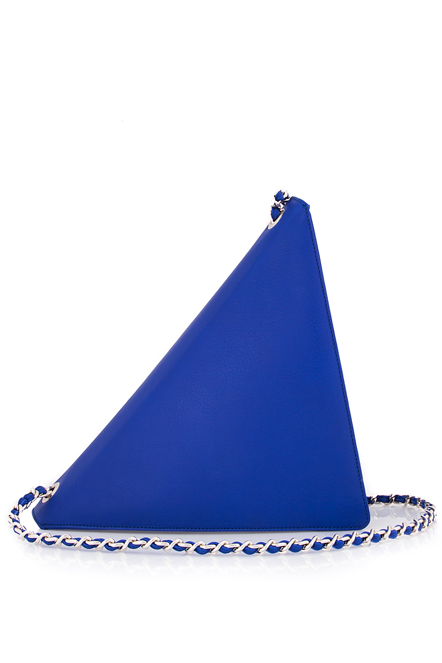 Pochette triangulaire bleue en cuir lisse Laura Olaru image 0