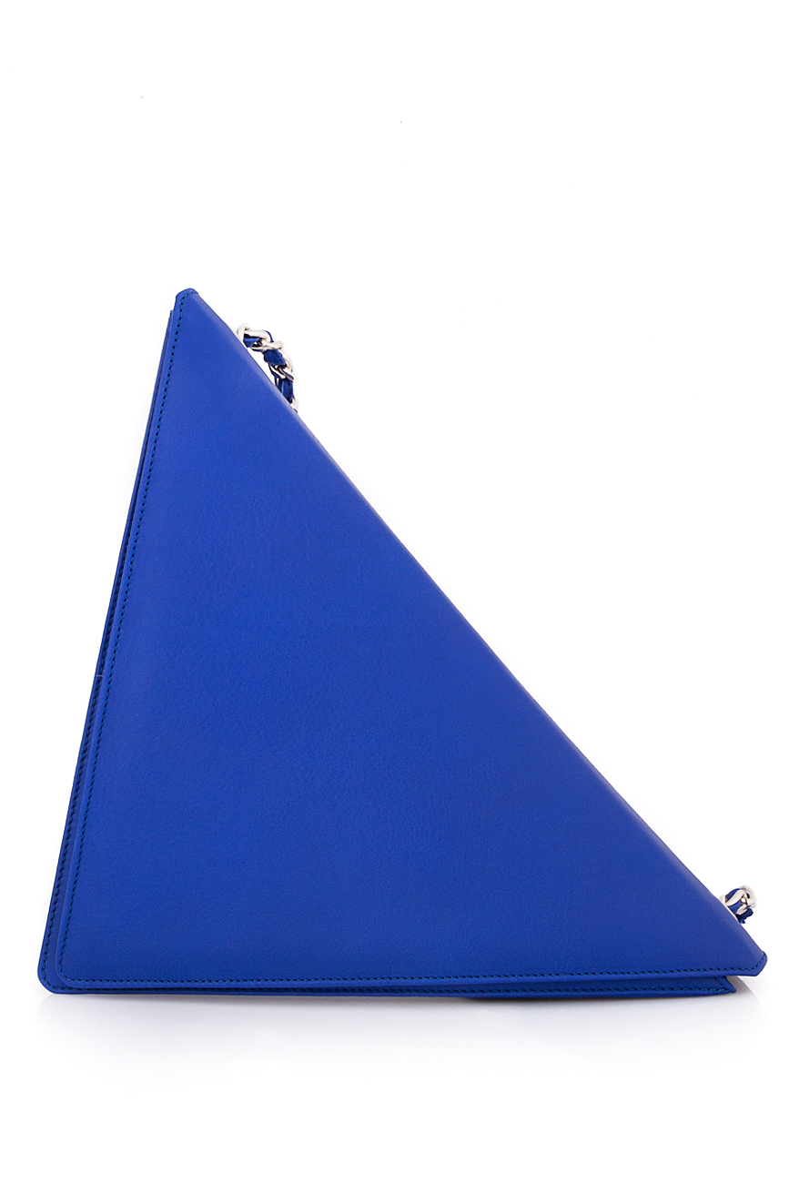 Blue leather triangle clutch Laura Olaru image 2