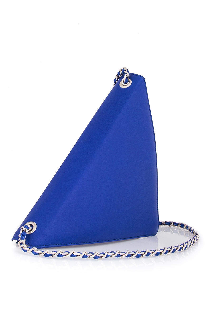Pochette triangulaire bleue en cuir lisse Laura Olaru image 1