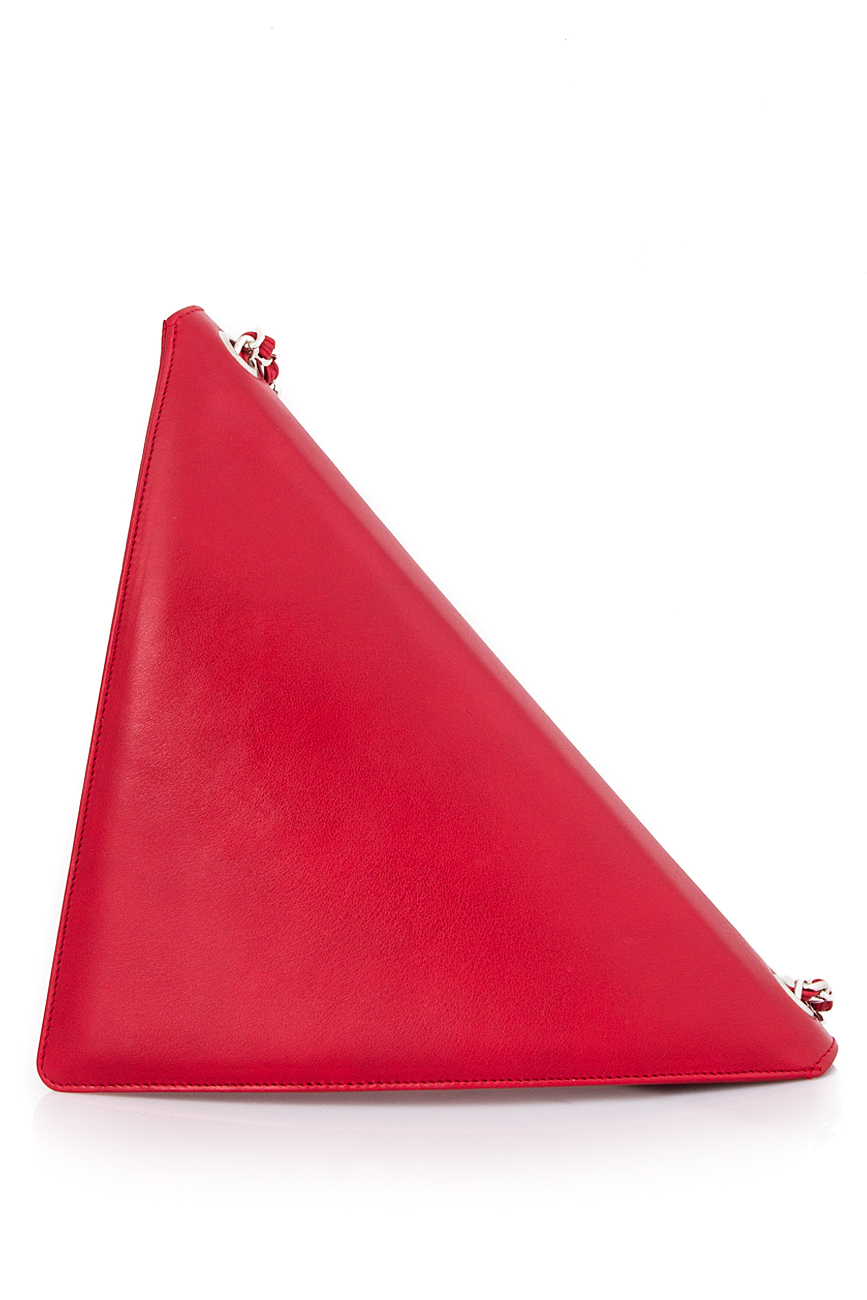 Red leather triangle clutch Laura Olaru image 2