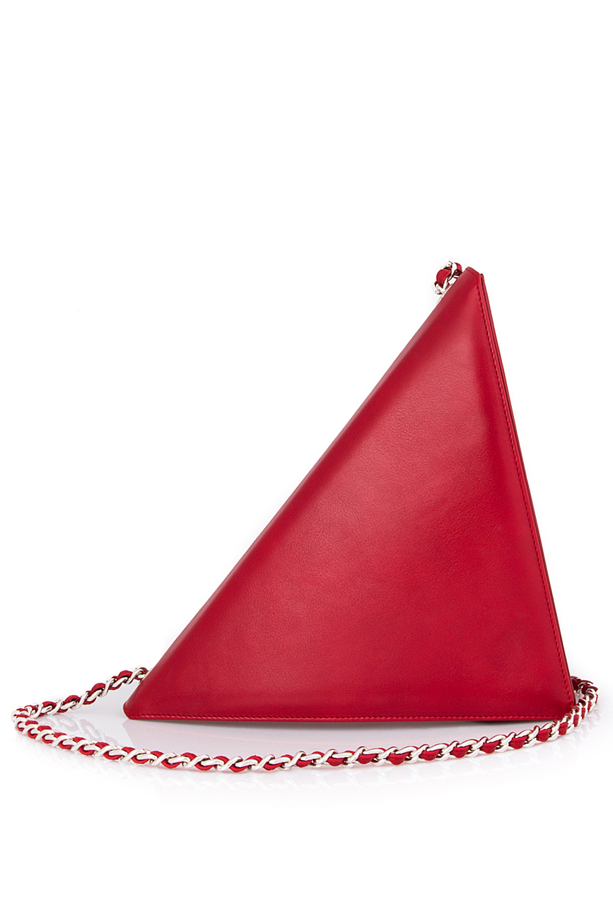 Pochette triangulaire rouge en cuir lisse Laura Olaru image 0