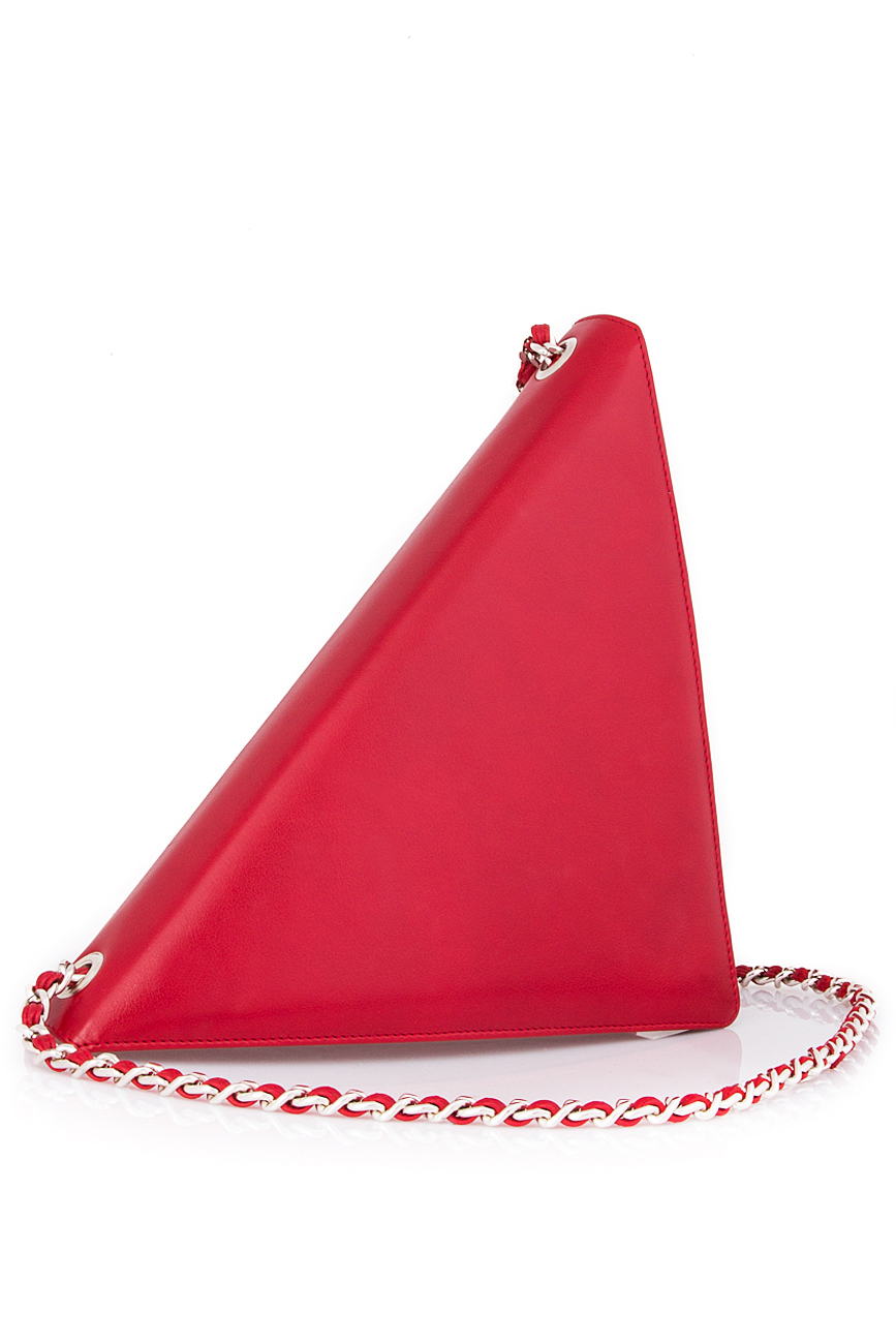 Pochette triangulaire rouge en cuir lisse Laura Olaru image 1