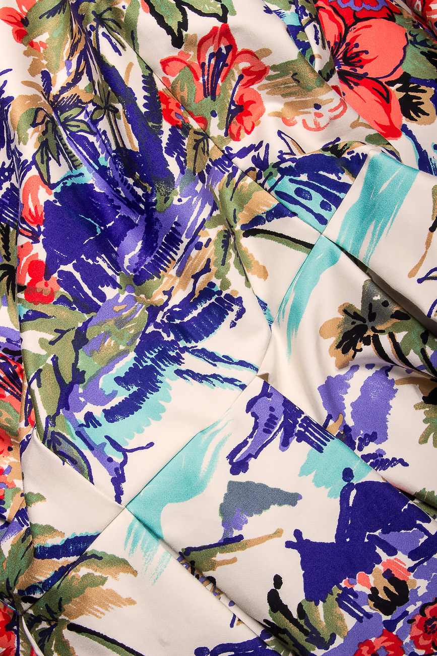Robe plissée en coton à imprimé multicolore Cristina Staicu image 3