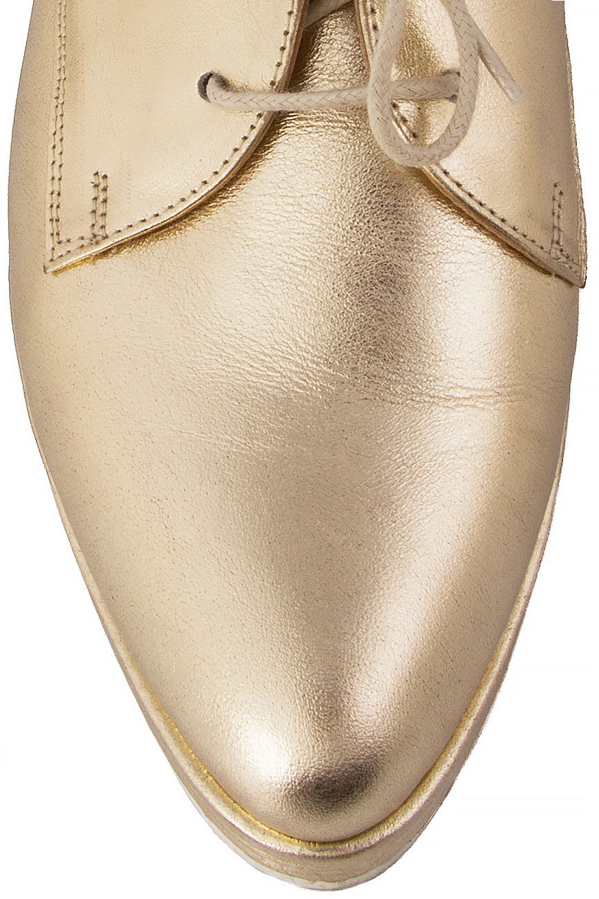 Pantofi din piele naturala metalica cu platforma Mihaela Glavan  imagine 3
