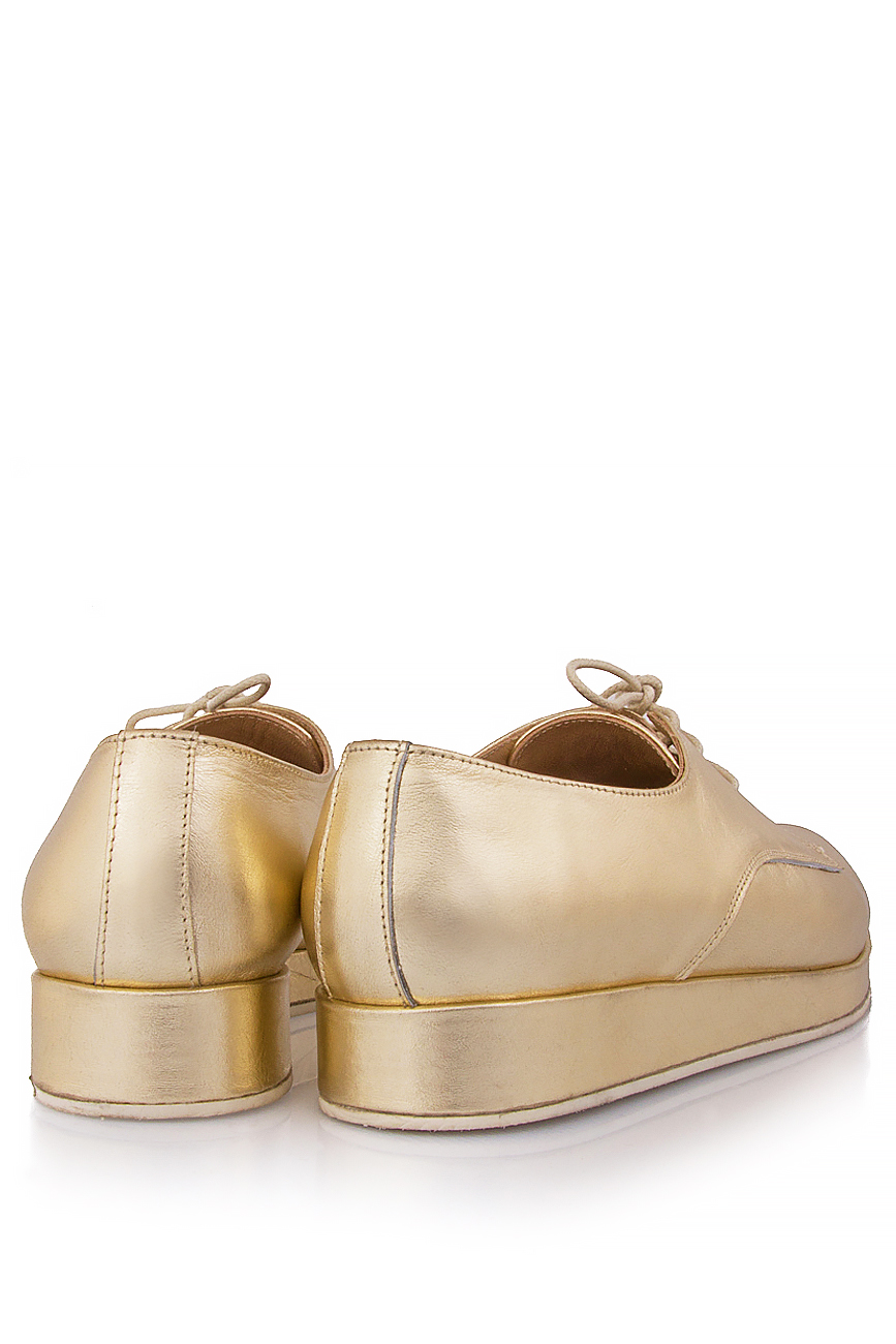Pantofi din piele naturala metalica cu platforma Mihaela Glavan  imagine 2