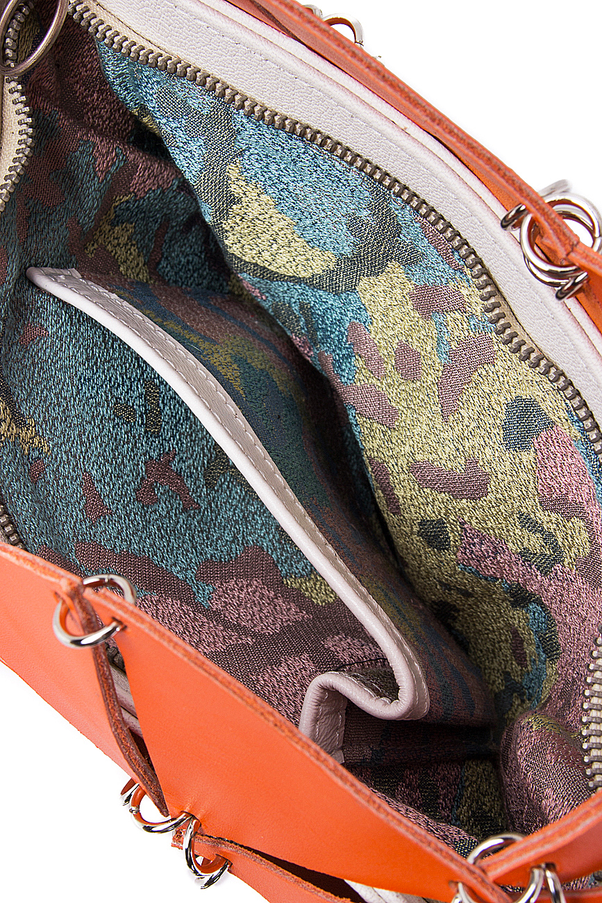 Handmade shoulder leather bag with detachable clutch Anca Irina Lefter image 4