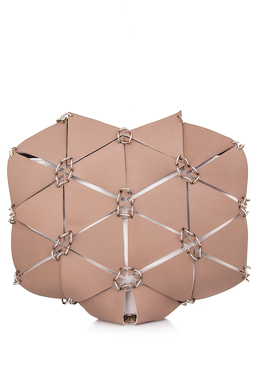 Handmade shoulder leather bag with detachable clutch Anca Irina Lefter image 2